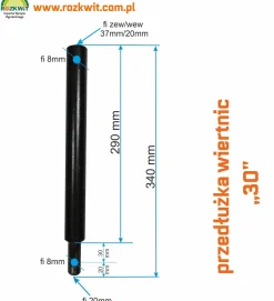 PRZEDŁUŻKA WIERTŁA WIERTNICY KASEI MASTERCUT 30CM FI20
