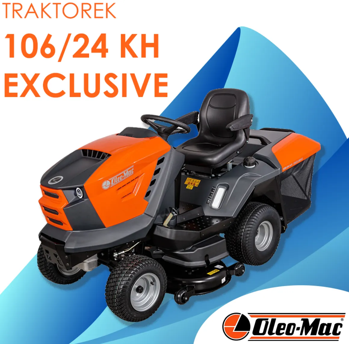 TRAKTOREK OLEO MAC OM 106/24 KH EXCLUSIVE TRAKTOREK OGRODOWY KOSIARKA SAMOJEZDNA SPALINOWA DO TRAWY WERSJA LUX 102cm / 24KM / PREMIUM 68129207 - OFICJALNY DYSTRYBUTOR - AUTORYZOWANY DEALER OLEO-MAC