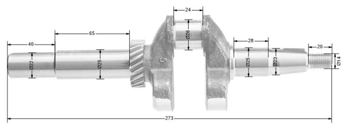 Wał korbowy Loncin LC1P61FACZĘŚĆ ORYGINALNA 130290191-0001