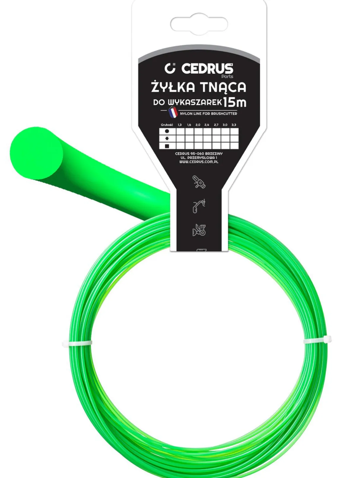 Żyłka tnąca 2.0/15m k okrągła zielona DBPLCEDCN01/03RVY