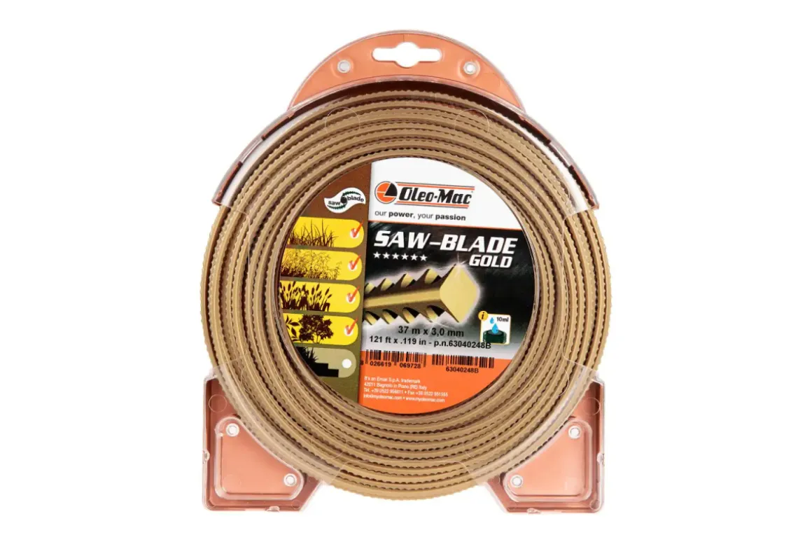 ŻYŁKA TNĄCA OLEO-MAC 3,0/37M, PROFIL Z ZĄBKAMI TYPU PIŁOWEGO,SAW-BLADE GOLD, BLISTER 63040248B