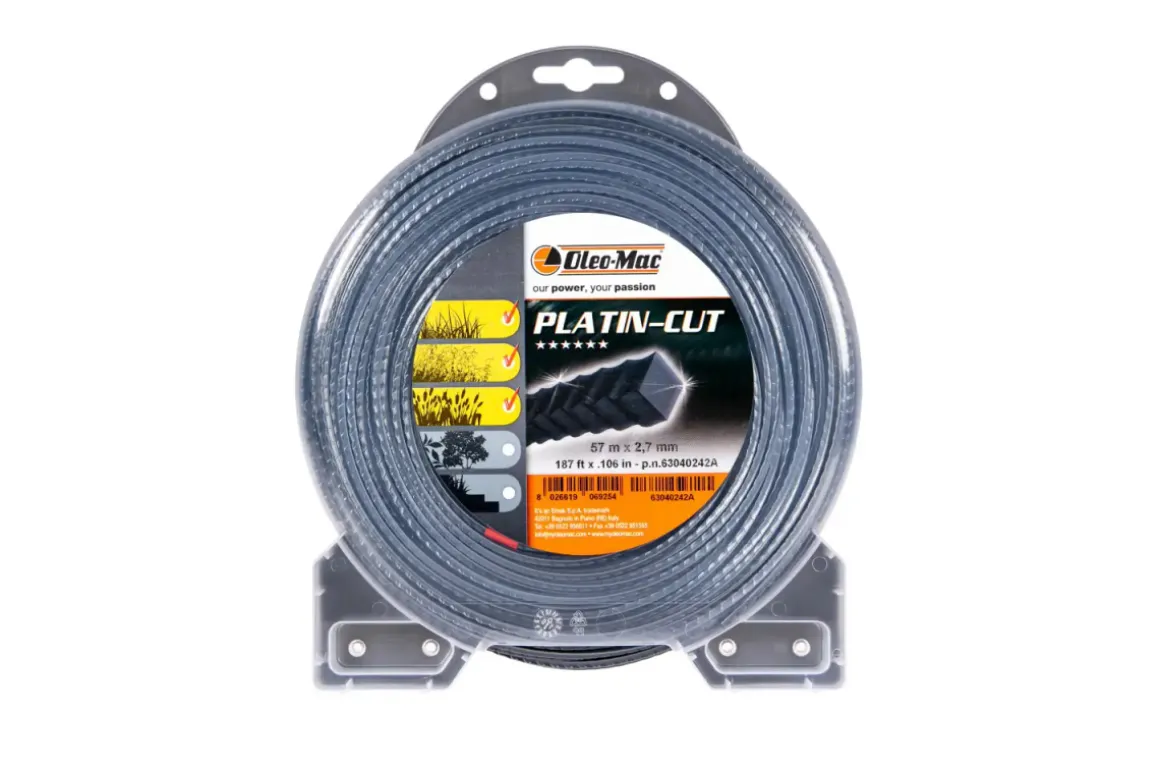 ŻYŁKA TNĄCA OLEO-MAC 2,7/57M, 2-WARSTWOWA, PLATIN-CUT PROFIL KWADRATOWY ZĄBKOWANY, BLISTER 63040242A